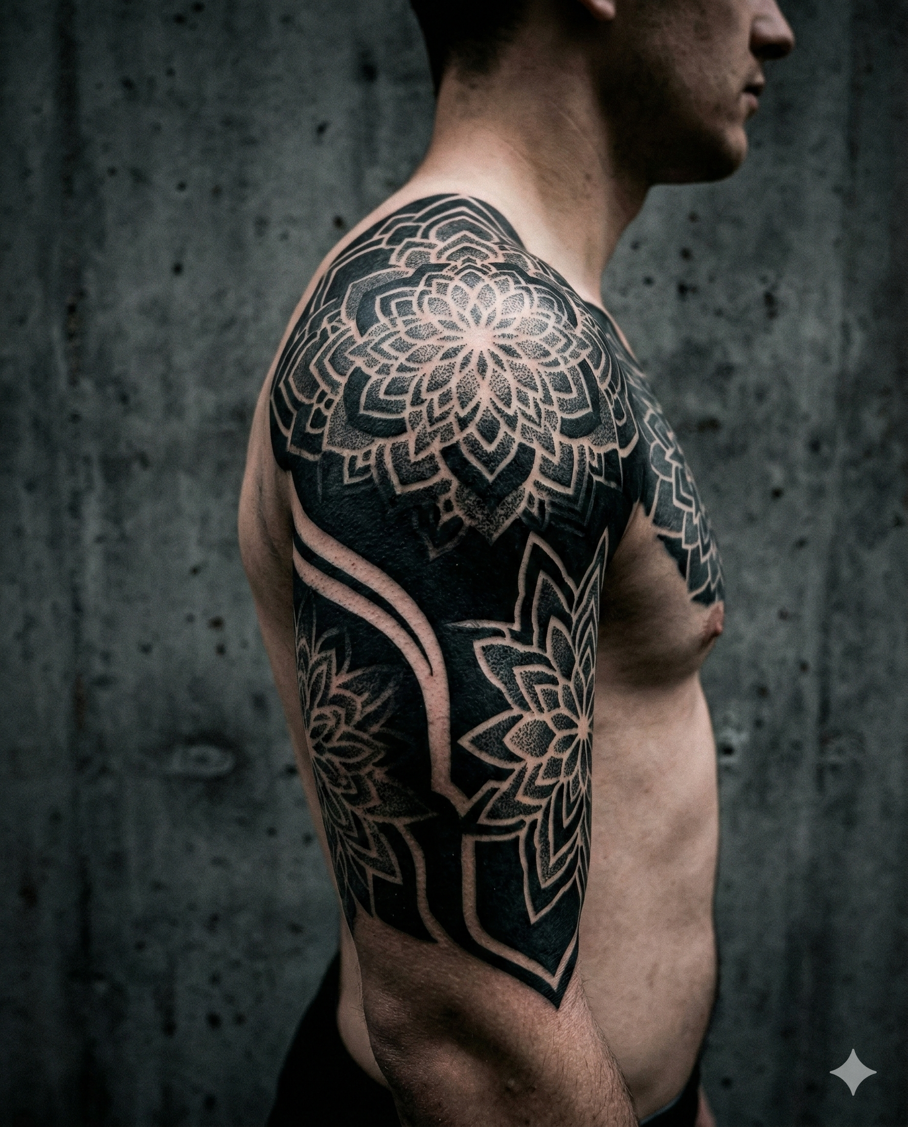 Blackwork mandala tattoo